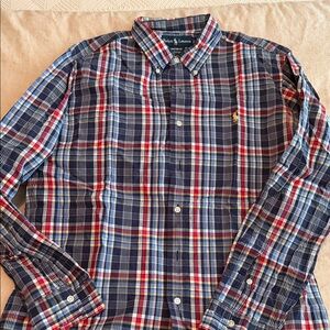 Polo by Ralph Lauren Men's Blue and Red Plaid Shirt